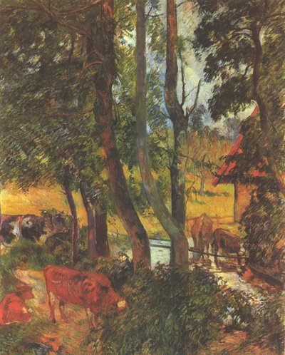 Cows at the Watering Place by Paul Gauguin